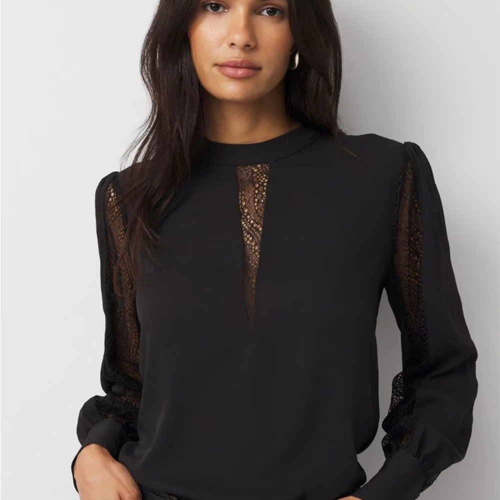 WHBM Lace and crepe blouse XL